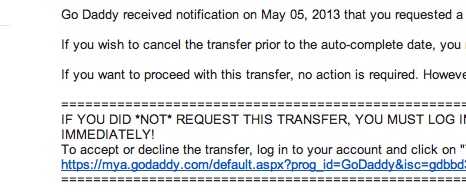 godaddy accept domain transfer request