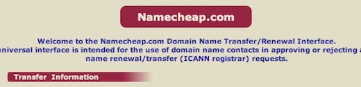 namecheap accept domain transfer email