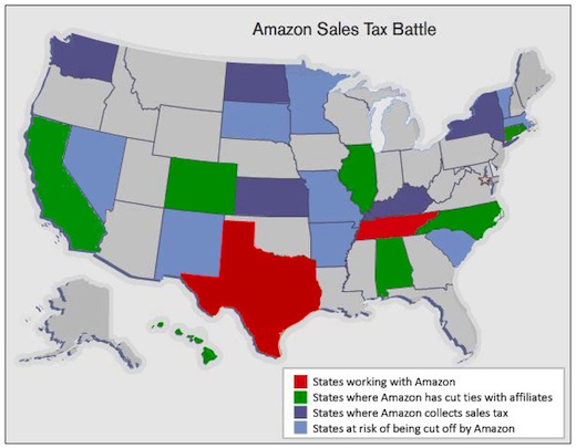 Amazon state sales tax map