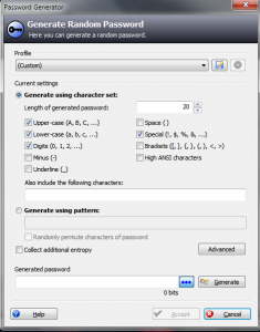 Generate random password screen