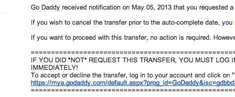 Godaddy accept domain transfer request