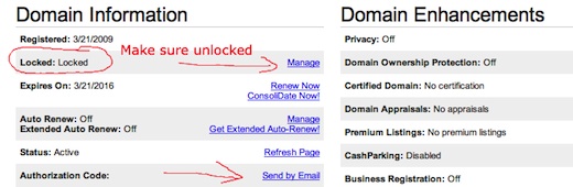 Godaddy unlock EPP code settings